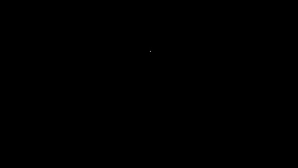 Linea bianca Icona anello di fidanzamento diamante isolato su sfondo nero. Animazione grafica 4K Video motion — Video Stock