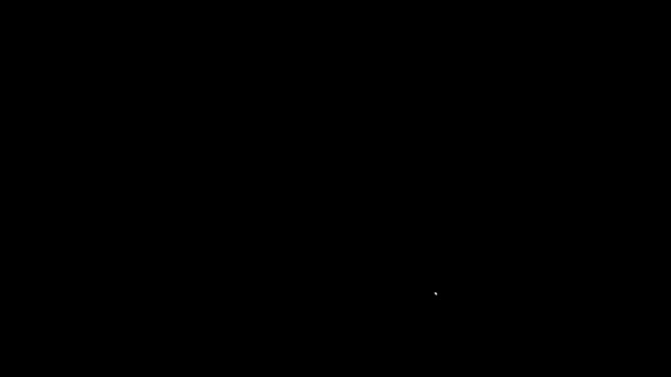 黒の背景に隔離された白い線の寝室のアイコン。結婚、愛、結婚のシンボル。新婚旅行のコレクションから寝室の創造的なアイコン。4Kビデオモーショングラフィックアニメーション — ストック動画