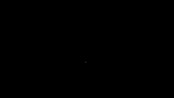 Белая линия Прыжки батута значок изолирован на черном фоне. Видеографическая анимация 4K — стоковое видео