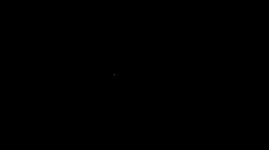 Beyaz çizgi bilet simgesi siyah arkaplanda izole edildi. Eğlence parkı. 4K Video hareketli grafik canlandırması