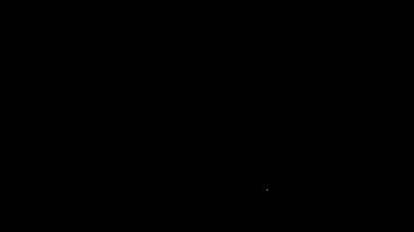Siyah zemin üzerinde Bitcoin simgesi olan beyaz çizgi büyüteç. Madeni para. Engelleme zinciri tabanlı şifreli para birimi. 4K Video hareketli grafik canlandırması