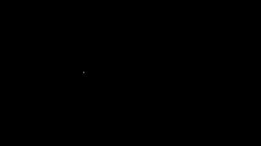 Siyah arkaplanda beyaz çizgili balık kupası asılı. Duvarda balık avı kupası. 4K Video hareketli grafik canlandırması