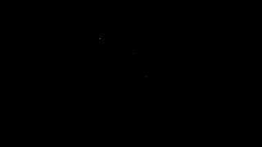 Siyah arka planda jilet simgesi olan beyaz çizgi berber dükkanı. Kuaför logosu ya da tabela. 4K Video hareketli grafik canlandırması
