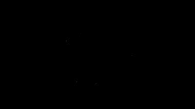 Siyah arkaplanda beyaz çizgi saç kurutma ikonu var. Saç kurutma makinesi tabelası. Saç kurutma sembolü. Sıcak hava üflüyor. 4K Video hareketli grafik canlandırması