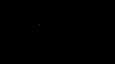 Beyaz çizgili bıyık ve sakal simgesi siyah arkaplanda izole edilmiş. Berber dükkanı sembolü. Yüz kılı stili. 4K Video hareketli grafik canlandırması