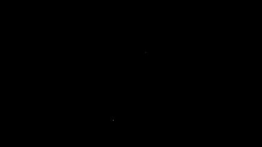 Siyah arka planda izole edilmiş beyaz çizgi bira ikonu. 4K Video hareketli grafik canlandırması
