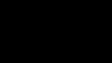 Siyah arka planda izole edilmiş beyaz çizgi bira ikonu. 4K Video hareketli grafik canlandırması