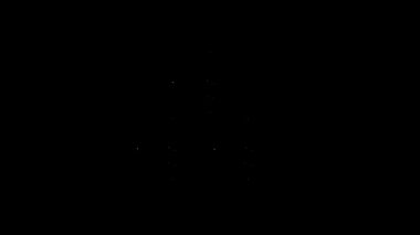 Siyah arka planda siyah ikon olan beyaz çizgi ahşap fıçı rafta. 4K Video hareketli grafik canlandırması