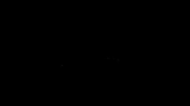 Beyaz çizgi Oktoberfest şapka simgesi siyah arkaplanda izole edildi. Tüylü avcı şapkası. Alman şapkası. 4K Video hareketli grafik canlandırması