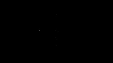 Siyah arka planda siyah ikon olan beyaz çizgi ahşap fıçı rafta. 4K Video hareketli grafik canlandırması