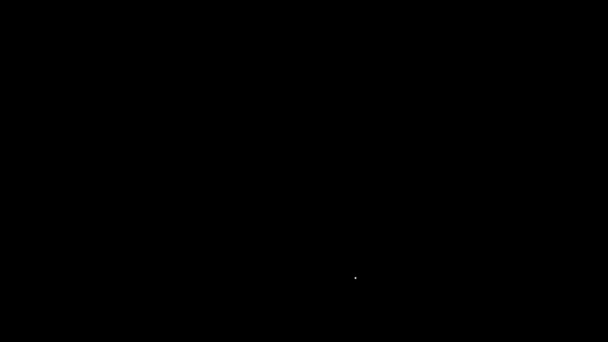 Bílá čára Balónky s ikonou stuhy izolované na černém pozadí. Grafická animace pohybu videa 4K — Stock video