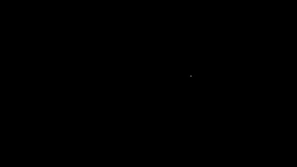 Witte lijn Hunt op eend met dradenkruis pictogram geïsoleerd op zwarte achtergrond. Jachtclublogo met eend en doel. Rifle lens gericht op een eend. 4K Video motion grafische animatie — Stockvideo