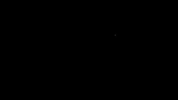 Línea blanca Icono de flecha de llama aislado sobre fondo negro. Icono de flecha Hipster. Animación gráfica de vídeo 4K — Vídeo de stock