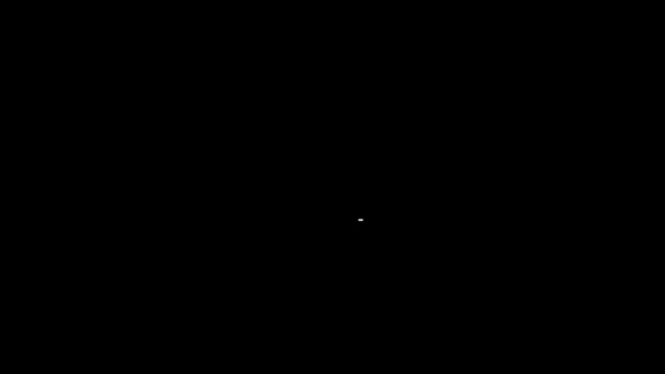 Linha branca ícone jaqueta de pesca isolado no fundo preto. Colete de pesca. Animação gráfica em movimento de vídeo 4K — Vídeo de Stock