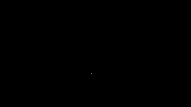 Fehér vonal Horgász horog és féreg ikon elszigetelt fekete alapon. Halászfelszerelés. 4K Videó mozgás grafikus animáció — Stock videók