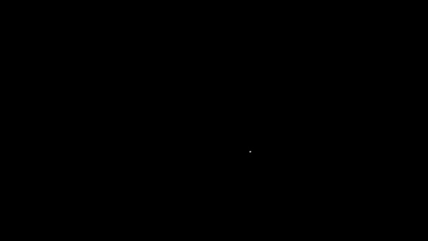 Linea bianca Bobina di filatura per icona di pesca isolata su sfondo nero. Bobina da pesca. Attrezzatura da pesca. Animazione grafica 4K Video motion — Video Stock