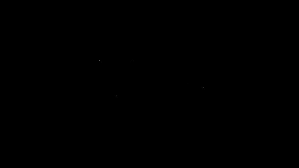 Λευκή γραμμή Σεσουάρ εικονίδιο απομονώνονται σε μαύρο φόντο. Σημάδι μαλλιών. Σύμβολο στεγνώματος μαλλιών. Φυσάει ζεστό αέρα. 4K Γραφική κίνηση κίνησης βίντεο — Αρχείο Βίντεο