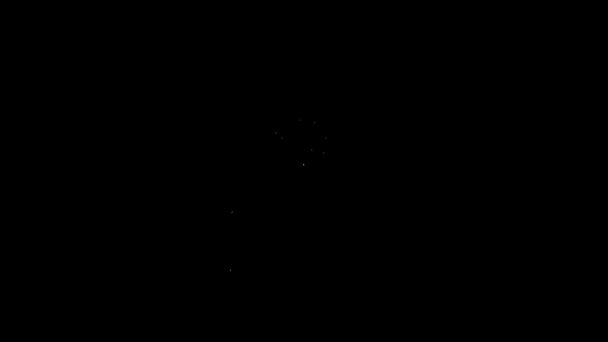 Bílá čára Větrný mlýn ikona izolované na černém pozadí. Grafická animace pohybu videa 4K — Stock video