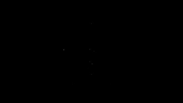 Біла лінія Дерев'яна бочка на стійці з піктограмою стопкока ізольована на чорному тлі. 4K Відео рух графічна анімація — стокове відео