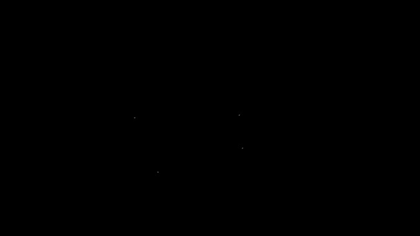 Witte lijn Puzzelpictogram geïsoleerd op zwarte achtergrond. Zaken, marketing, financiën, sjabloon, lay-out, infographics, internet concept. 4K Video motion grafische animatie — Stockvideo