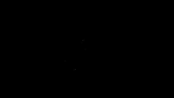 Λευκή λάμπα γραμμής στο εικονίδιο χεριού που απομονώνεται σε μαύρο φόντο. Έννοια της ιδέας. 4K Γραφική κίνηση κίνησης βίντεο — Αρχείο Βίντεο