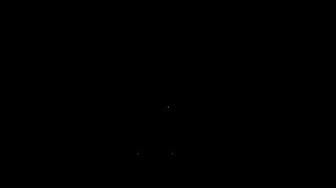 Çevre koruma ikonunu elinde tutan beyaz çizgili bitki siyah arka planda izole edilmiş. Tohum ve tohum. Fidan dikiyorum. Ekoloji konsepti. 4K Video hareketli grafik canlandırması