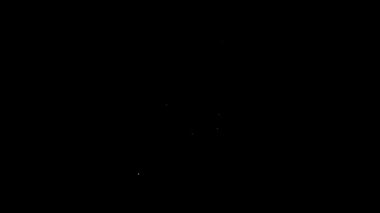 Siyah arkaplanda izole edilmiş geri dönüşüm simgesi olan beyaz çizgi kağıdı. 4K Video hareketli grafik canlandırması