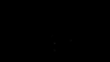 Beyaz çizgi Gezegen Dünya ve siyah arkaplanda izole edilmiş bir geri dönüşüm ikonu. Çevresel konsept. 4K Video hareketli grafik canlandırması