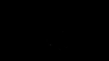 Beyaz çizgi Gezegen Dünya ve siyah arkaplanda izole edilmiş bir geri dönüşüm ikonu. Çevresel konsept. 4K Video hareketli grafik canlandırması