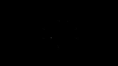 Beyaz çizgi dizlik simgesi siyah arkaplanda izole edildi. Olağanüstü bir spor. Spor malzemeleri. Kaykay, bisiklet, paten kayma koruyucu giysi. 4K Video hareketli grafik canlandırması