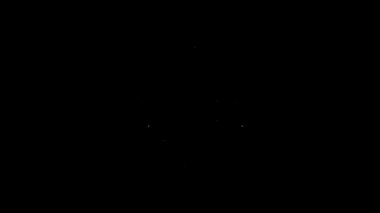 Siyah arkaplanda beyaz çizgili Can yeleği simgesi var. Can yeleği ikonu. Olağanüstü bir spor. Spor malzemeleri. 4K Video hareketli grafik canlandırması