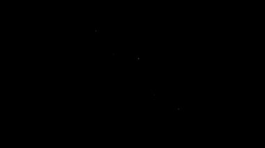 Beyaz çizgi kaykay numarası simgesi siyah arkaplanda izole edildi. Olağanüstü bir spor. Spor malzemeleri. 4K Video hareketli grafik canlandırması