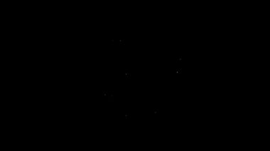 Beyaz çizgi dalış maskesi ve siyah arkaplanda izole edilmiş aqualung simgesi. Dalgıçlar için oksijen tüpü. Olağanüstü bir spor. Spor malzemeleri. 4K Video hareketli grafik canlandırması