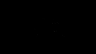 Beyaz çizgi bisiklet simgesi siyah arkaplanda izole edildi. Bisiklet yarışı. Olağanüstü bir spor. Spor malzemeleri. 4K Video hareketli grafik canlandırması