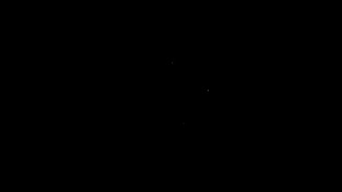 Beyaz çizgi Storm simgesi siyah arkaplanda izole edildi. Şimşek ve ay işareti olan bir bulut. Fırtınanın hava durumu ikonu. 4K Video hareketli grafik canlandırması