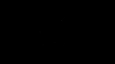 Siyah zemin üzerinde yağmur ve güneş ikonu olan beyaz çizgi bulutu. Yağmur damlaları ile yağmur bulutu yağışı. 4K Video hareketli grafik canlandırması