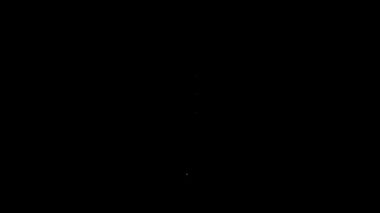 Beyaz çizgi termometre simgesi siyah arkaplanda izole edildi. 4K Video hareketli grafik canlandırması