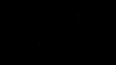 Siyah arkaplanda bulutlu beyaz çizgi gökkuşağı simgesi var. 4K Video hareketli grafik canlandırması