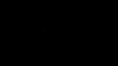 Beyaz çizgi Storm simgesi siyah arkaplanda izole edildi. Şimşek ve güneş işaretli bir bulut. Fırtınanın hava durumu ikonu. 4K Video hareketli grafik canlandırması