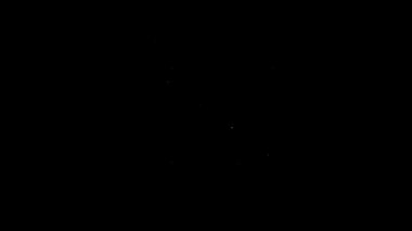 Siyah arkaplanda beyaz çizgi Tevrat kaydırma simgesi izole edildi. Genişletilmiş Yahudi Tevrat 'ı. David 'in Yıldızı sembolü. Eski parşömen tomarı. 4K Video hareketli grafik canlandırması