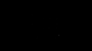 Beyaz çizgi çift katlı otobüs simgesi siyah arkaplanda izole edildi. Londra klasik yolcu otobüsü. Toplu taşıma sembolü. 4K Video hareketli grafik canlandırması