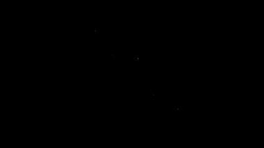 Beyaz çizgi kaykay simgesi siyah arkaplanda izole edildi. Olağanüstü bir spor. Spor malzemeleri. 4K Video hareketli grafik canlandırması