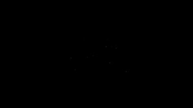 Beyaz çizgi bisiklet simgesi siyah arkaplanda izole edildi. Bisiklet yarışı. Olağanüstü bir spor. Spor malzemeleri. 4K Video hareketli grafik canlandırması