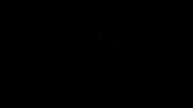 Beyaz çizgi Eski antika uçak simgesi siyah arkaplanda izole edildi. Uçan uçak ikonu. Uçak tabelası. 4K Video hareketli grafik canlandırması