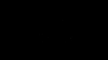 Beyaz çizgi kargo kamyonu ikonu siyah arka planda izole edildi. 4K Video hareketli grafik canlandırması