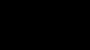 Beyaz çizgi kargo kamyonu ikonu siyah arka planda izole edildi. 4K Video hareketli grafik canlandırması