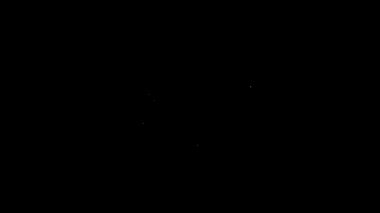 Beyaz çizgi İnsan el yapımı zar atma ikonu siyah arka planda izole edilmiş. 4K Video hareketli grafik canlandırması