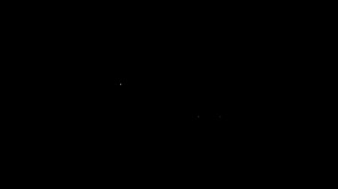 Beyaz çizgi oyun zarları ve siyah zemin üzerinde buz küpleri simgesi olan bir bardak viski. Kumarhane kumarı. 4K Video hareketli grafik canlandırması