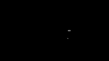 Siyah arkaplanda beyaz çizgi saat simgesi izole edildi. Zaman sembolü. 4K Video hareketli grafik canlandırması