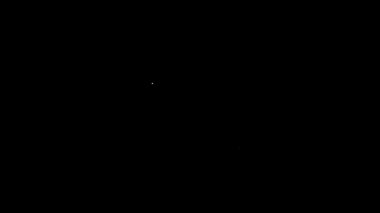 Siyah arkaplanda klavye ve fare simgesine sahip beyaz çizgi bilgisayar monitörü. Bilgisayar bileşeni işareti. 4K Video hareketli grafik canlandırması